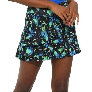Dona Jo SmallGeometric Print Ruffle Athleisure Skirt Skort Compression Short
